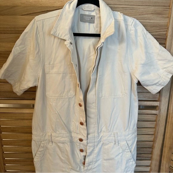 Everlane Short Sleeve Denim Coverall / Bone size 10 - Picture 2 of 7